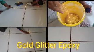 GOLD GLITTER EPOXY IN TILES JOINTS #EPOXY GROUT