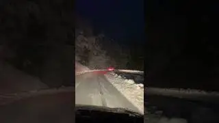 Winter driving in the French Alps at night l