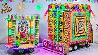 Mini dj setup and murti visarjan with cardboard | mini dj truck loading 3 led lights and sharpy