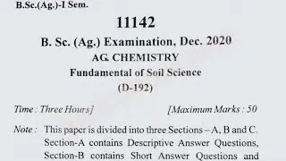 B.Sc Ag 1st sem fundamental of Soil science paper year 2020||Chemistry||B.sc agriculture old paper