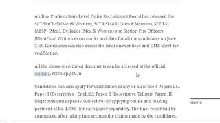 APSLPRB 2018 SCT SI/RSI final written exam marks released; check