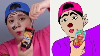 Earth jelly Honey comb Popping Boba Mukbang DONA ! funny drawing meme ! cartoon video funny
