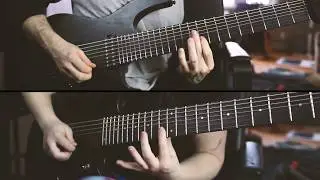 Musician couple plays shred guitar together