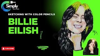 Billie Eilish Colour Pencil Drawing | Neon Hair & Smile | Simply Sketching