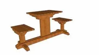 Conjunto de mesa com bancos. (Set table with seats.)