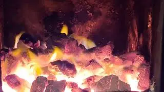 The sounds of fire from the stove