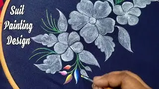Painting Design on Kurti | Easy Fabric Painting | Hand Painted Suit #fabricpainting 