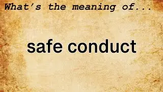 Safe Conduct Meaning : Definition of Safe Conduct