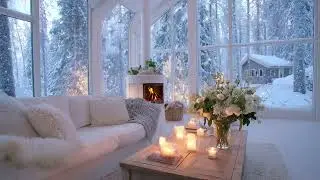 (No Ads) Slow Cozy Morning Piano Music with Fireplace Sounds for Stress Relief