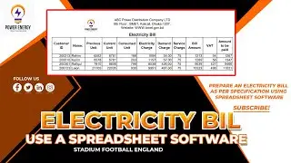 Electricity Bill project as per specification in MS Excel Computer Operation Level 3