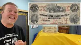 The 1861 Dated T-23 Confederate States of America $10 Bill With Cotton Wagon Scene