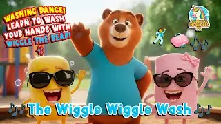 WASHING DANCE! 🕺🧼🎶 LEARN TO WASH YOUR HANDS WITH WIGGLE THE BEAR! ✨#kidsong #hygiene #ai #music #ia