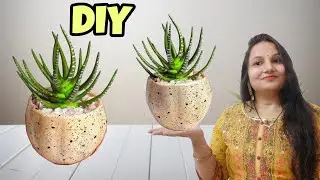How to make Artificial Plant With Pot | DIY Realistic Green Fake Succulent For home decor
