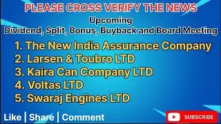 New India Assurance | Larsen & Toubro | Kaira Can Company | Voltas | Swaraj Engines