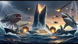 MOTHER BLUE WHALE vs MEGALODON 🐋🦈 | Military Fleet Destroyed | 8K AI CGI Sea Monster Movie