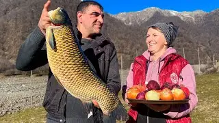 Готовим КАРПА на Костре в ГОРАХ | ЖИЗНЬ В ДЕРЕВНЕ Релакс Видео