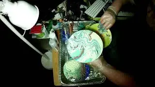 0002 Fluid Acrylic Pour Onto 4x7 Inch Vinyl Records [Just The Pours]