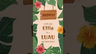Hand-Drawn Hawaiian Luau Video Invitation | Tropical Personalized Digital Invite #videoinvitation