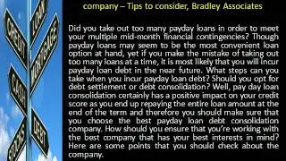 Choosing the best payday loan debt consolidation company    Tips to consider, Bradley Associates
