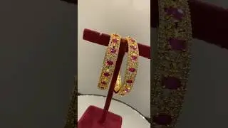Gold Design  - AD Stone Bangles #stonebangles #golddesign #adstonebangles #onegramgoldbangles #ruby