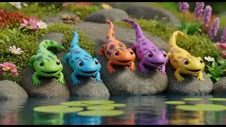 Five Little Salamanders Slide Slide Slide | Nursery Rhymes for Kids & Baby Songs