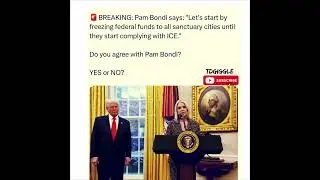 Pam Bondi says: let freeze federal funds to all sanctuary cities #pondi #news #mrbeast #canada #live