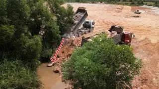 Part.73| Welcome Back To Best Huge Project Filling Land With Mountain Stone By Komatsu Dozer And..
