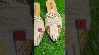 Multicolor Color Beads & Ethnic Work Hand Embroidered Half Mules Heel Jutti For Women