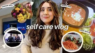 SELF CARE | Spring Hair🌼Makeup Haul, Easy Spanish Rice Recipe, Valentine’s,Baking self care routine