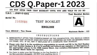 Question Paper of Combined Defence Services Examination | Paper-1 English 2023 | CDS Question Paper