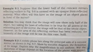 Suppose that the lower half of the concave mirror's reflecting surface in Fig. 9.6 is covered