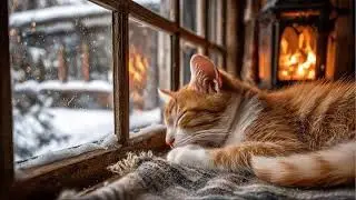 Cozy Winter Night Jazz with Sleeping Cats ❄️🐱 | Snowy Music for Deep Relax & Calm
