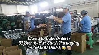 5L Beer Bucket Stack Packaging for 50,000 Units! #beerbucket #metalbeerbucket #shorts