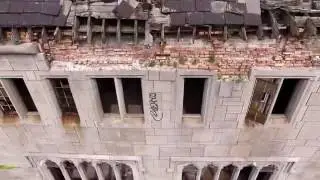 Abandoned places USA City Methodist Church Gary in Drone footage 4K