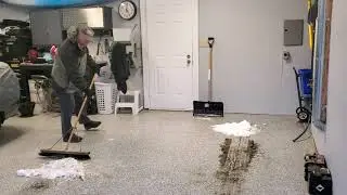 Cleaning garage floor in winter