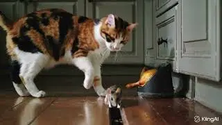 Three-colored cat eats chicken and mouse #ai #story #catshorts#aicat#funnycat#aicat