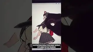 Illustration & Character Design of Shizuka | Cute Anime Portrait Drawings