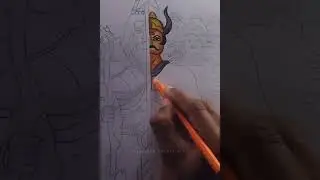 Ravan Drawing art with part-1 colour painting #shorts #youtubeshorts #viral