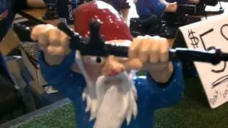 NRA Gnomes armed with Automatic GUNS. COMBAT GARDEN GNOMES by Shawn Thorsson at Maker Faire.