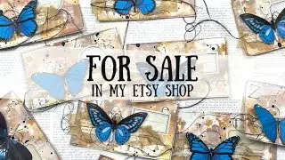 SOLD OUT in my Etsy Shop | Index cards with butterfly focal point | 🦋ShanoukiArt🦋🧿