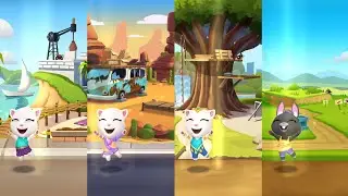 Talking Tom Gold Run Neon Angela vs Gymnast Angela vs Genie Angela vs Talking Becca Android Gameplay