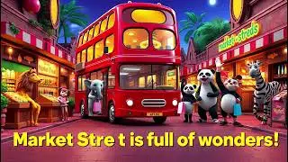 All Animals Bus Ride to Market Street | Fun Visiting Market Adventure Nursery Rhyme for Kids