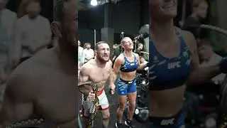 Kayla Harrison and Merab Dvalishvili celebrates their success at #UFC316! #UFC #UFCIndia