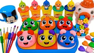 How To Make Kinetic Sand Rainbow Playdoh Bears & Cutting ASMR | Kinetic Sand ASMR