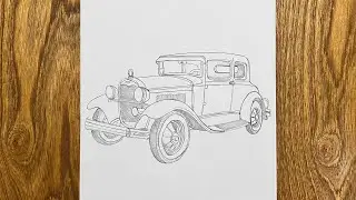 How to draw Classic Car | vintage car drawing | old car { 1930 }