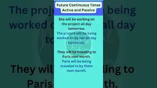 Future Continuous Tense Active and Passive in English #shorts