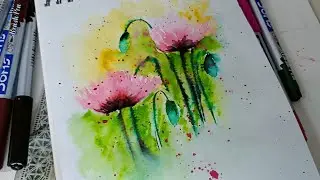 Super easy to make loose flowers made with pen brush ll loose flowers painting tutorial 
