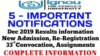 IGNOU 5 IMPORTANT NOTIFICATIONS | Dec 2019 Result Confirm information By TIPS GURU