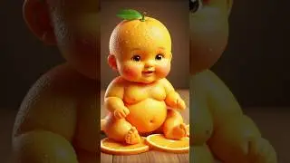 The Cute Baby Face Orrange Eating A Piece Of Orrange #fruitart #fruit