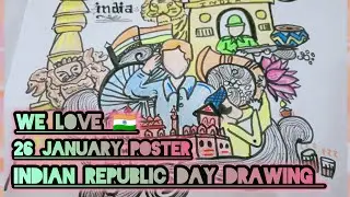 (◉‿◉) Easy IndianRepublic Day Drawing🇮🇳 | So Easy & So Beautiful | 26 January Poster Art 